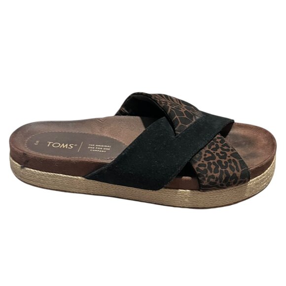 TOMS Paloma Sandals Women's 9 Black Animal Print Casual Summer Slip On - Picture 8 of 13